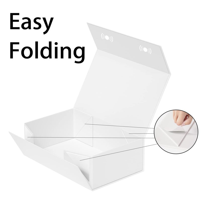 RYDDOY 5 Pack White Gift Box  9.5x6x3 ' ' Gift boxes for Presents with Lids Magnetic Closure Rectangle Collapsible for Bridesmaid Proposal Box  Wedding  Christmas  Halloween  Birthday Gift Packging - Image 3